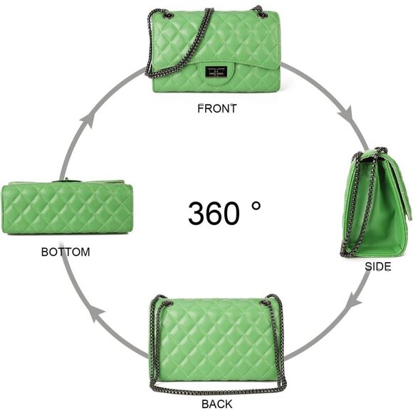 Women Light Green Imported Trendy Quilted Crossbody Shoulder Chain Designer Bag - Picture 3 of 6